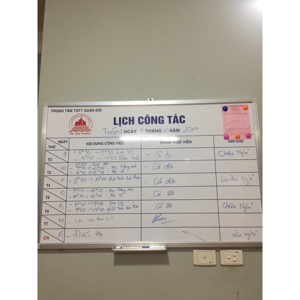 Bảng Lịch Công Tác, KT:60x80cm