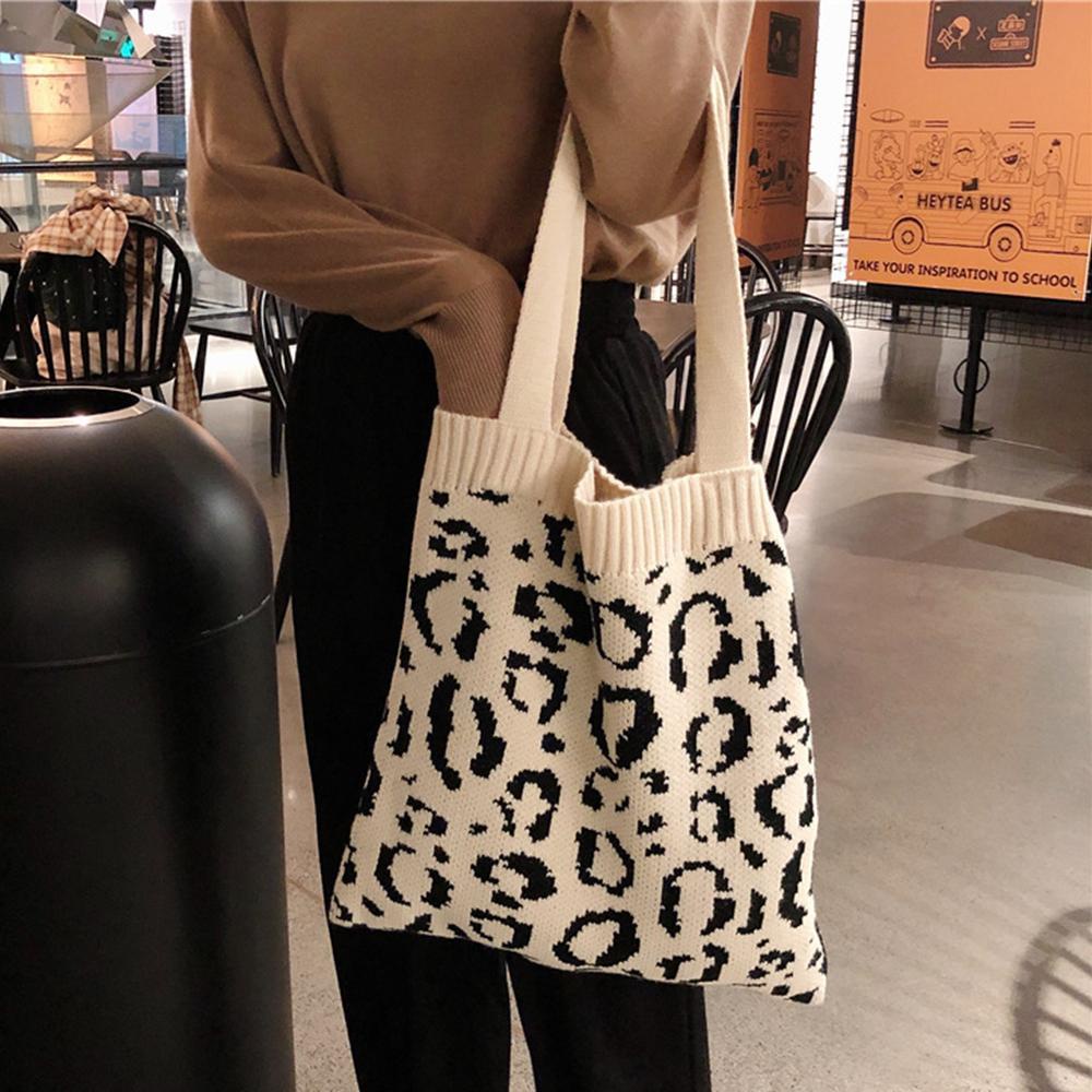 Túi Xách Cotton Dệt Kim Phong Cách Hàn Quốc Dễ Thương Cho Nữ