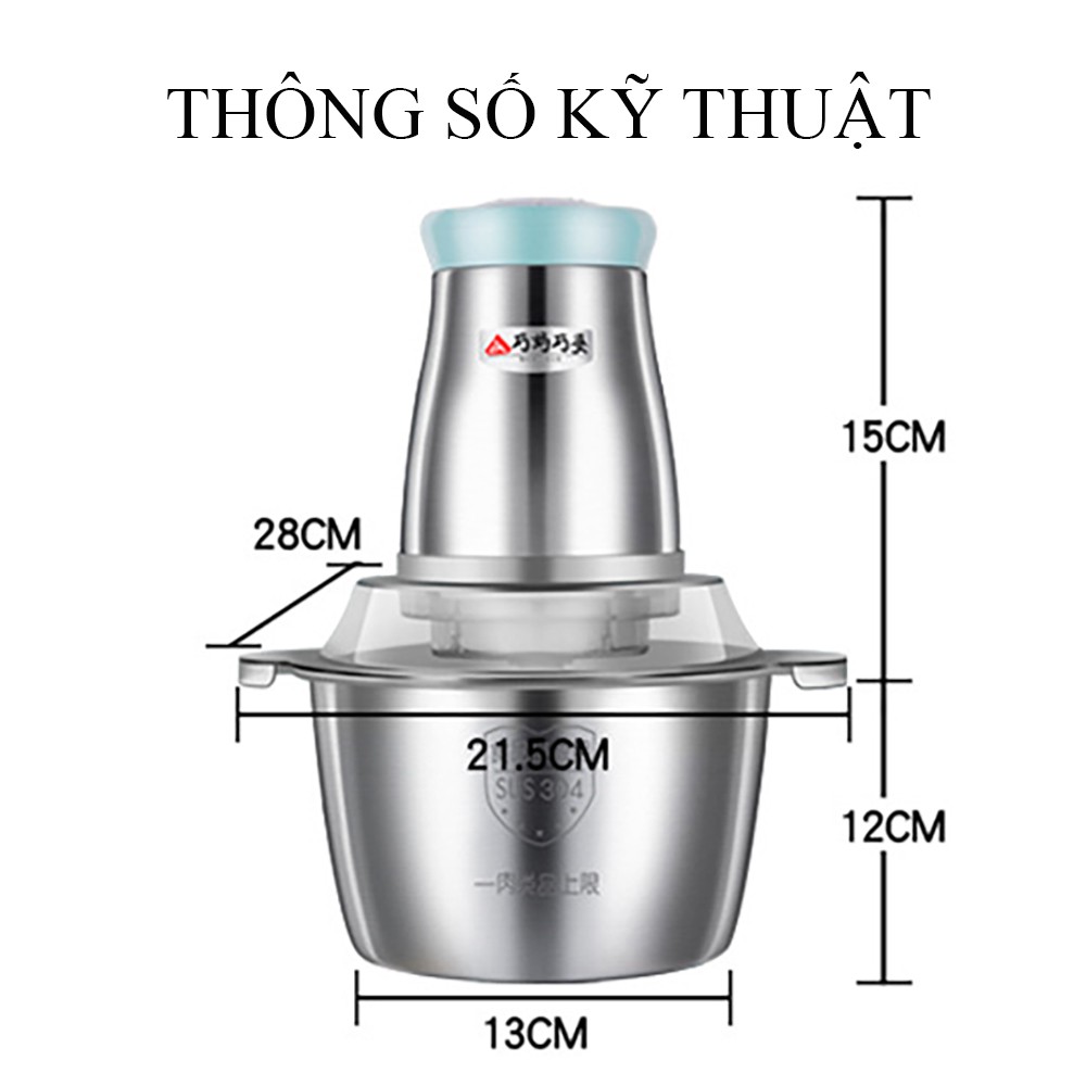 Máy xay thịt (loại cối inox và nhựa) 4 lưỡi đa năng, xay thịt, xay tỏi ới, xay rau củ quả, bảo hành 2 năm