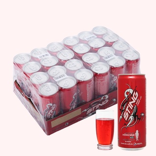 Thùng 24 lon Nước ngọt STING dâu lon 330ml / Lốc 6 lon STING dâu hồng sâm lon 330ml