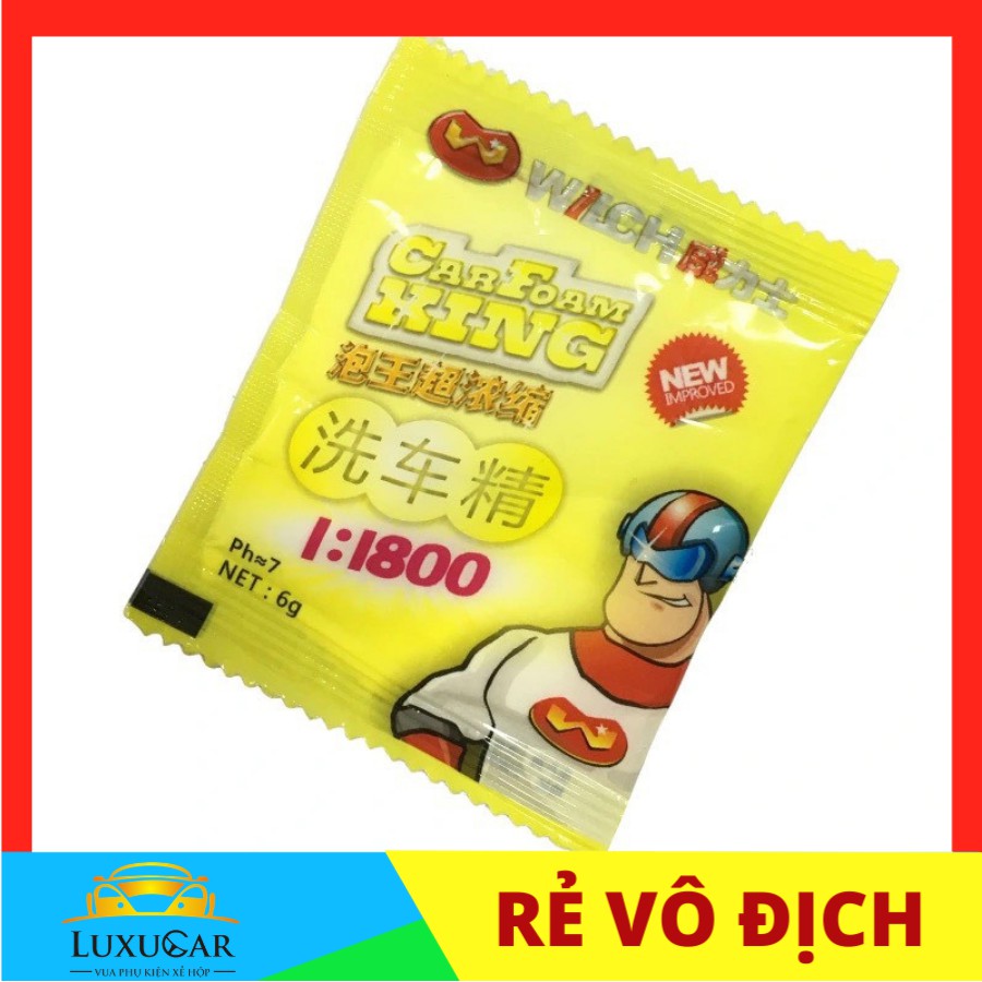 Bột rửa xe không chạm, tạo bọt tuyết rửa xe hơi, ô tô, xe máy Cao cấp WILCH siêu đậm đặc (loại 6gram/1gói) - Giá 1 gói