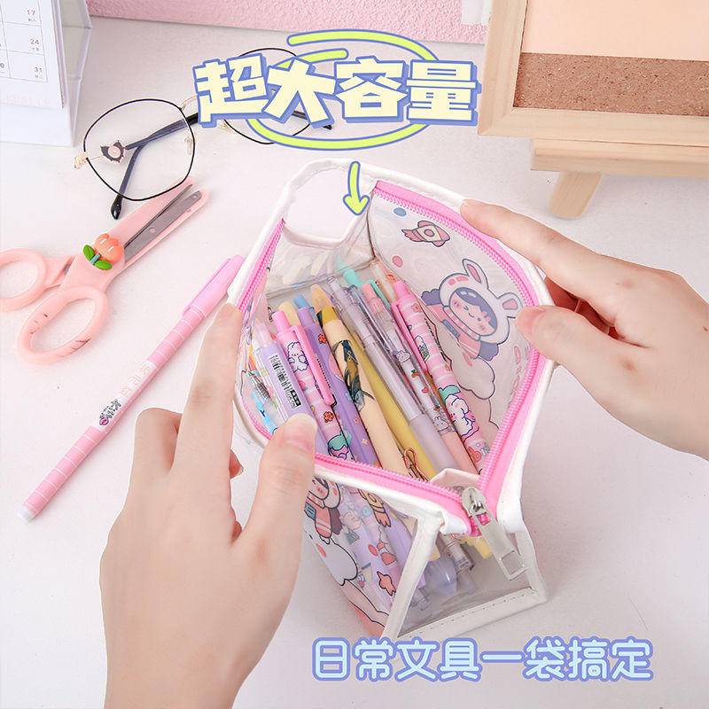 ⭐ iLado ⭐  Túi đựng bút trong suốt cute túi nilong/PVC stickers túi zip nhỏ hộp vải đựng đồ Hộp đựng hộp bút hologram bút cute bọc zip tiểu an văn phòng phẩm Đa Dụng túi đựng đồ dùng cá nhân hình
