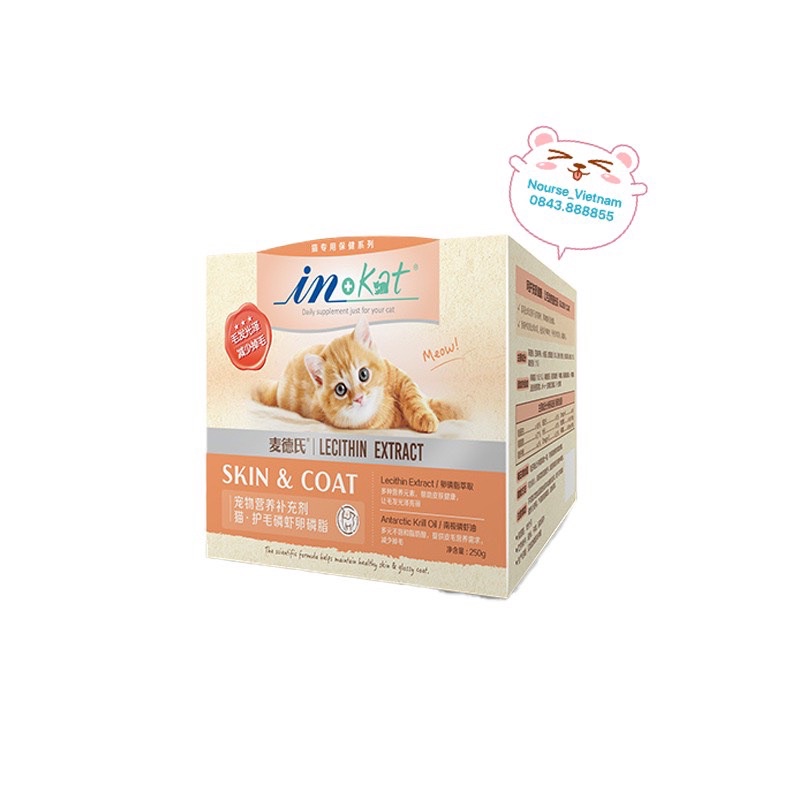 Viên dưỡng lông InKat cho mèo với chiết xuất dầu tôm đỏ và lecithin (250gr)