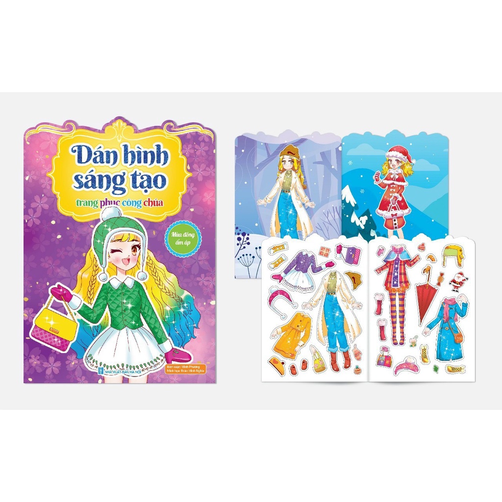 Đồ chơi bóc dán sáng tạo, dán hình trang phục công chúa, thay đồ búp bê