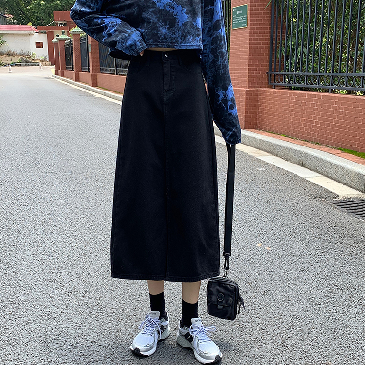 Chân váy denim form chữ A lưng cao màu trơn xinh xắn 36917 | BigBuy360 - bigbuy360.vn