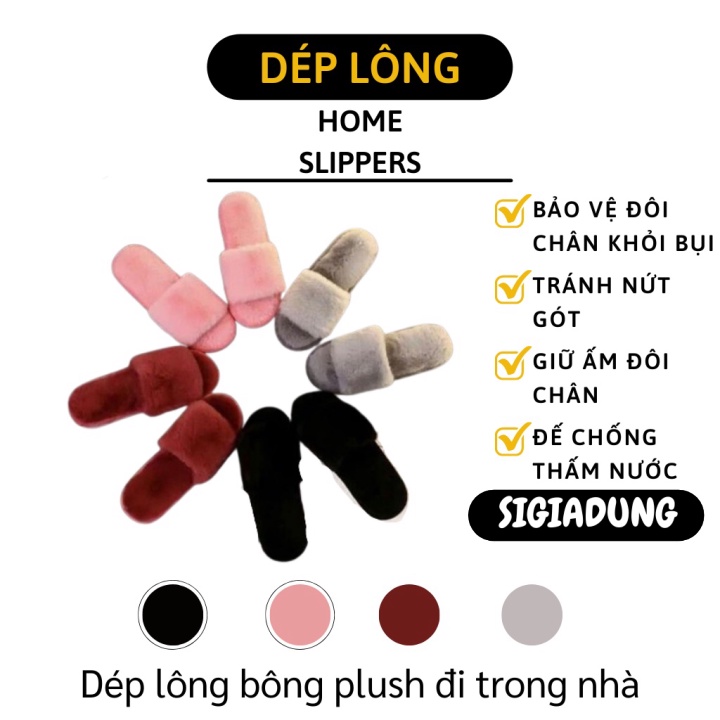 [SGD] Dép Lông - Dép bông Đi Trong Nhà Giữ Ấm Đôi Chân, Đế Chống Thấm Nước 5051