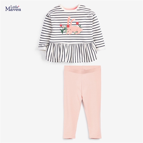 BST bộ cotton thỏ 01 cho bé gái 2-8 tuổi - Little Maven Official Store