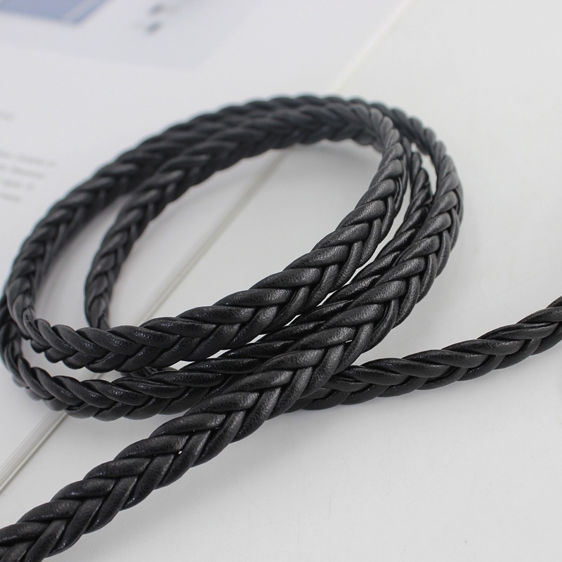 Thắt lưng da tết khóa tròn bản nhỏ