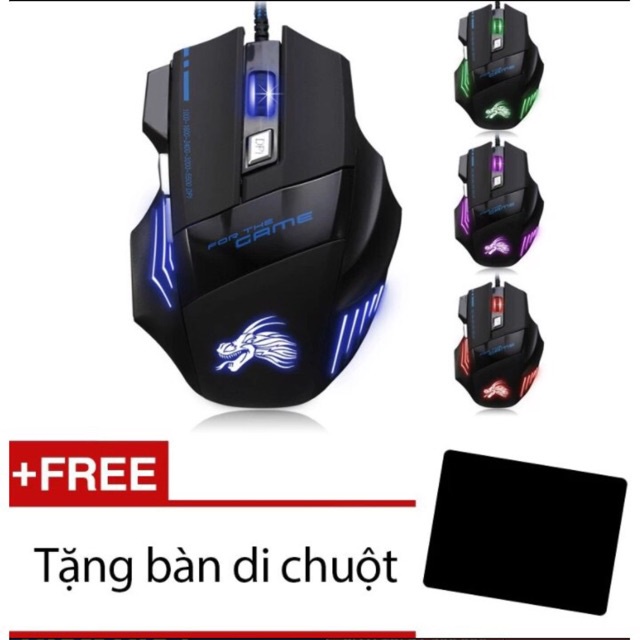 Chuột chuyên Game có dây DRAGON X3 (Đen) dây dù siêu bền + Tặng lót chuột