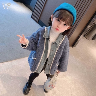 Áo Khoác Denim Kiểu Hàn Quốc Thời Trang Mùa Đông Cho Bé Gái