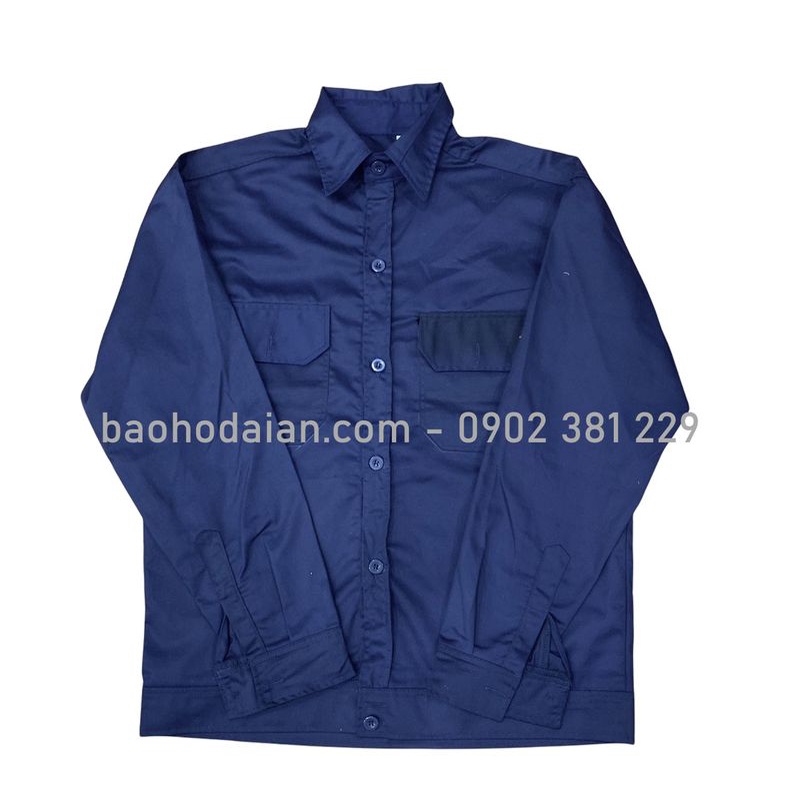 Áo công nhân màu xanh đen vải kaki 65/35 thấm hút mồ hôi
