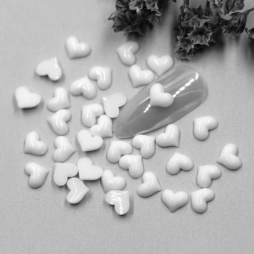 Phụ Kiện Trang Trí Móng Tay Hình Trái Tim Bằng Thép Màu Trắng Thời Trang DIY