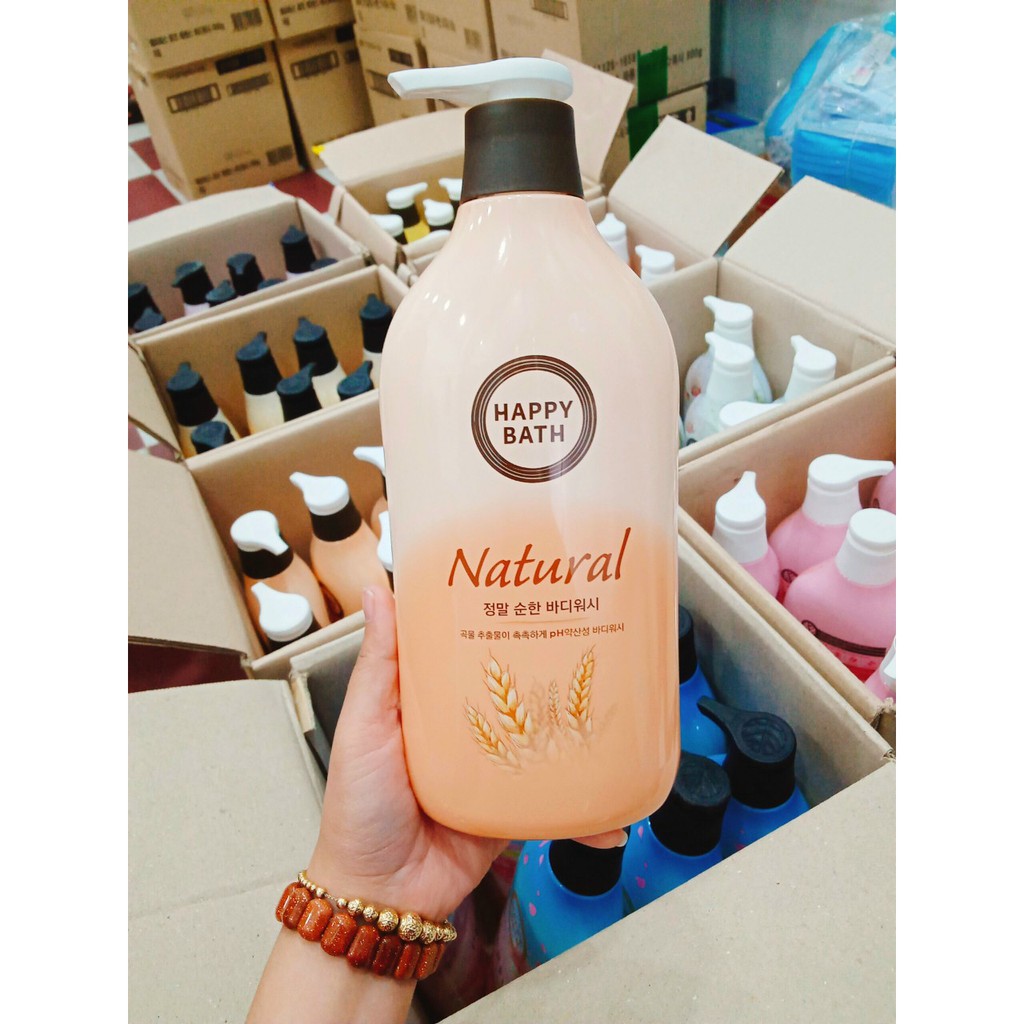 Sữa Tắm Nước Hoa Happy Bath Lúa Gạo Sáng Mịn Da Natural Body Wash 900gr