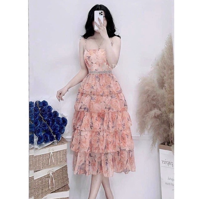Đầm Váy Xòe Dự Tiệc Đi Biển,đầm 5tầng 2 Dây Họa Tiết Hoa Thiết Kế Dáng Ôm Body Tiểu Thư Sang Chảnh Thời Trang [xm Minh P