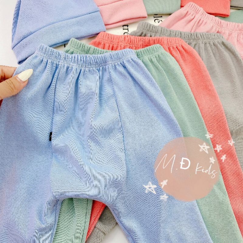 Bộ Quần Áo Sơ Sinh Thu Đông Kèm Mũ, Vải Len Tăm Mềm Mịn