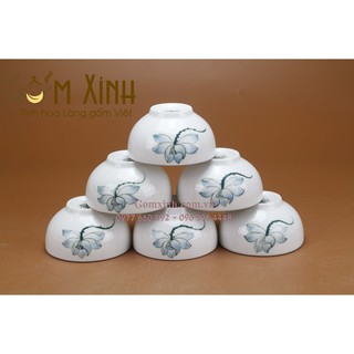 Bát mắm Ø 9 hoa sen vẽ tay (25.000đ/1 cái)_bộ đồ ăn Bát Tràng