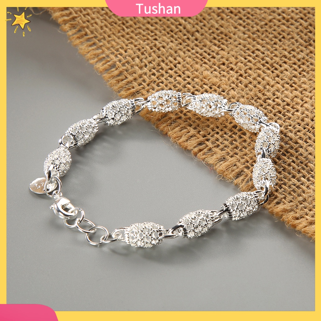 Vòng tay mạ bạc 925 dạng dây xích đính đá xinh xắn