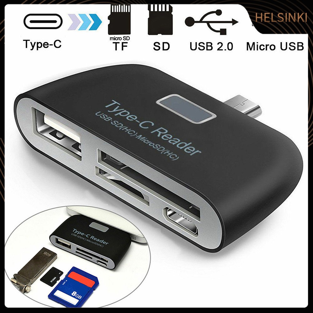 Đầu Đọc Thẻ Nhớ Sd / Tf Chuyển Đổi Type C Sang Usb 3.0 Otg Hub