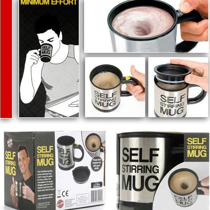 Cốc cafe tự khuấy thông minh, Cốc tự pha cafe thông minh 2 trong 1 Self Stirring Mug