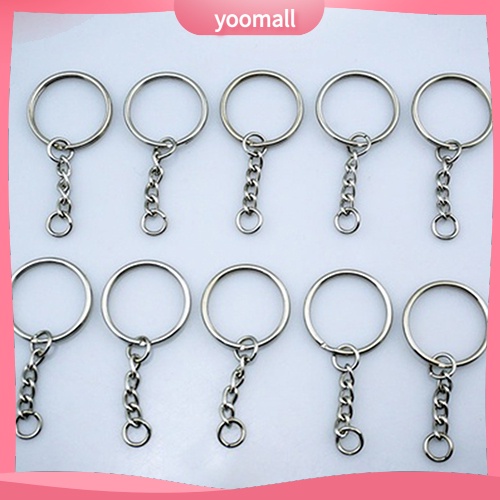 Set 10 vòng móc khóa tròn có dây xích tiện lợi