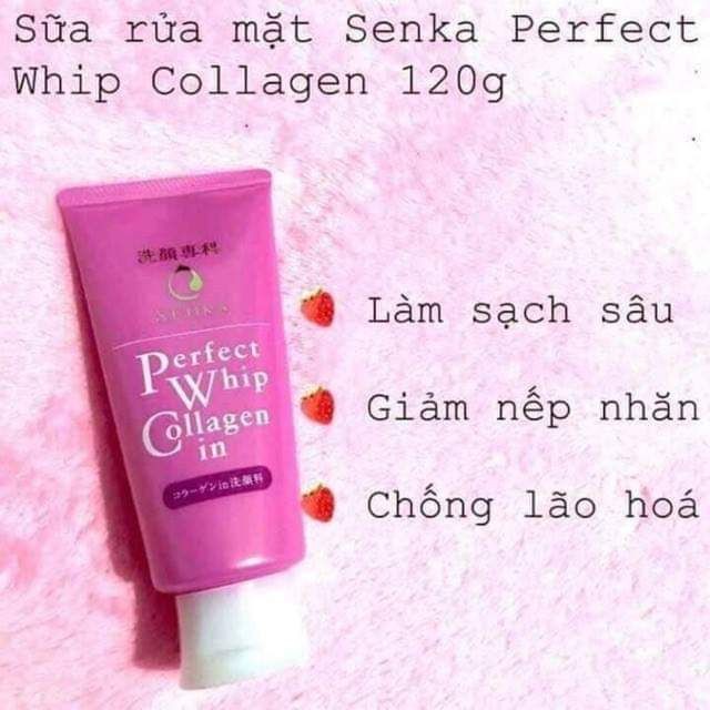 Sữa rửa mặt Senka Perfect Whip Collagen In cho da khô, lão hóa