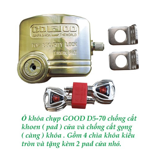 Ổ Khóa Chụp - Ổ Khóa Chống Cắt Toàn Diện Good D5-70 ( TẶNG 2 PÁT SẮT DÀY ) BH 12 THÁNG 1 ĐỔI 1