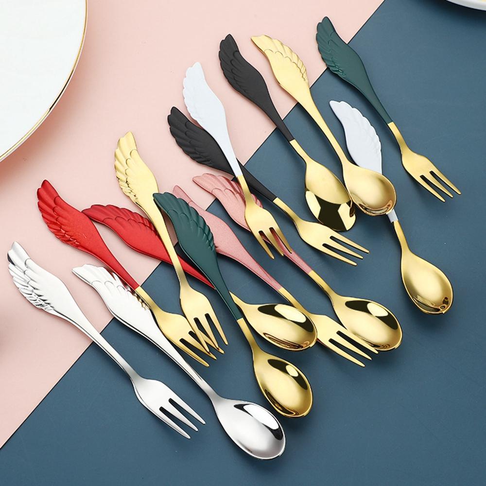 MOCHO Bộ Muỗng Nĩa Ăn Tráng Miệng Bằng Thép Không Gỉ 304