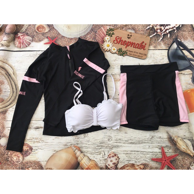 Giá sập sànBikini đồ bơi tay dài kín đáo Qc đen phối hồngSiêu HOT | BigBuy360 - bigbuy360.vn
