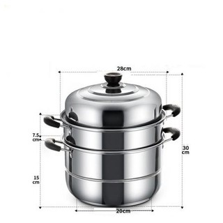 [FREESHIP] NỒI XỬNG HẤP INOX 3 TẦNG - 28CM