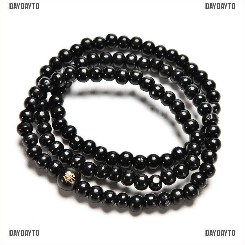 Chuỗi Hạt Phật Giáo Cầu Nguyện 6 * 108 Hạt Gỗ Đàn Hương Màu Đen