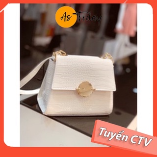 Túi Xách Nữ Nhỏ Gọn Đẹp Cao Cấp Da Rắn Nữ Vuông Nút Tròn Thời Thượng Nhiều Màu Sắc Kích Thước 22x20