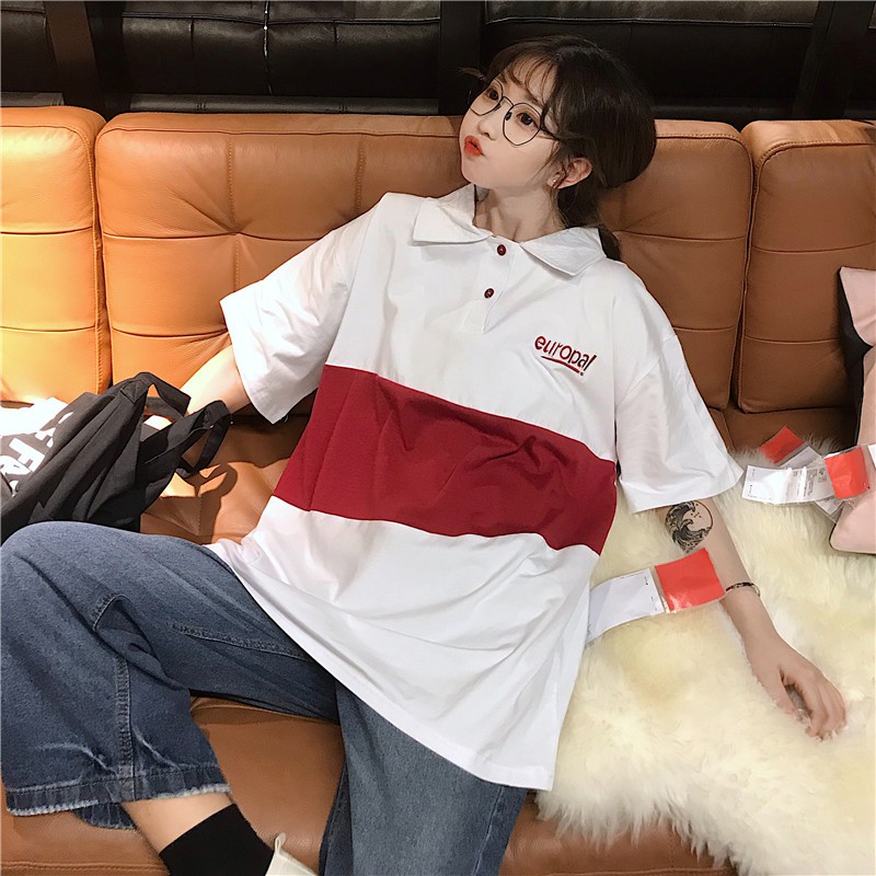 Áo polo tay lỡ unisex NEWROPA phong cách ulzzang Hàn Quốc Hồng Kông - PL02