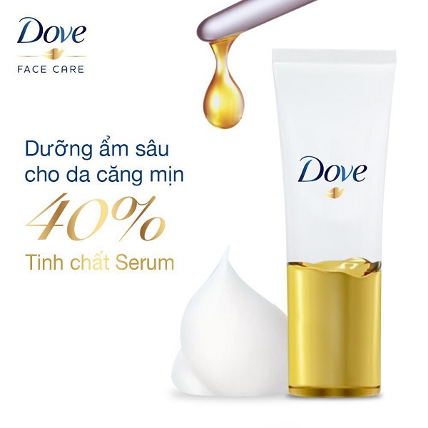 Sữa Rửa Mặt Dove 130g Dưỡng Ẩm Chuyên Sâu Sạch Dầu Mụn Dove Beauty Serum Facial Cleansing Foam Smooth & Moisturized Skin