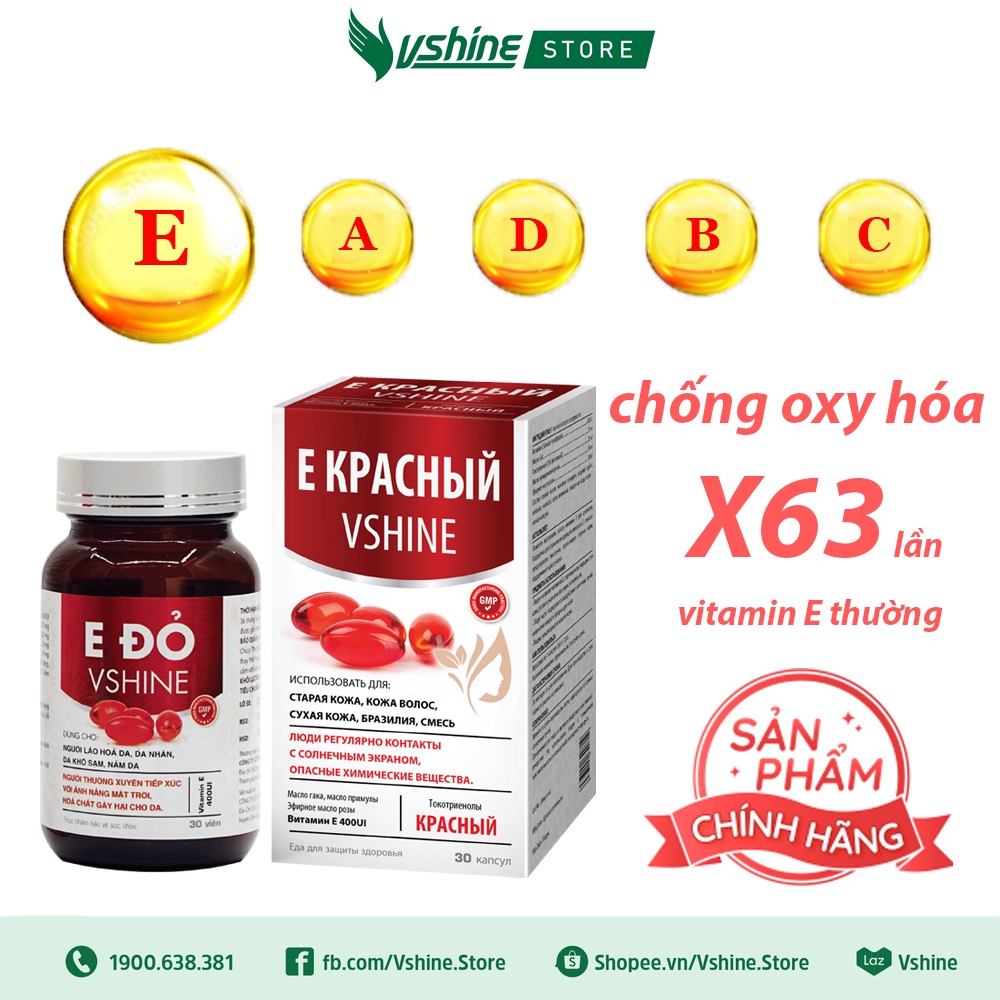 [NHẬP MÃ VSHINE5] Viên uống Vitamin E đỏ VShine - Ngăn ngừa lão hóa, giúp làn da sáng khỏe | BigBuy360 - bigbuy360.vn