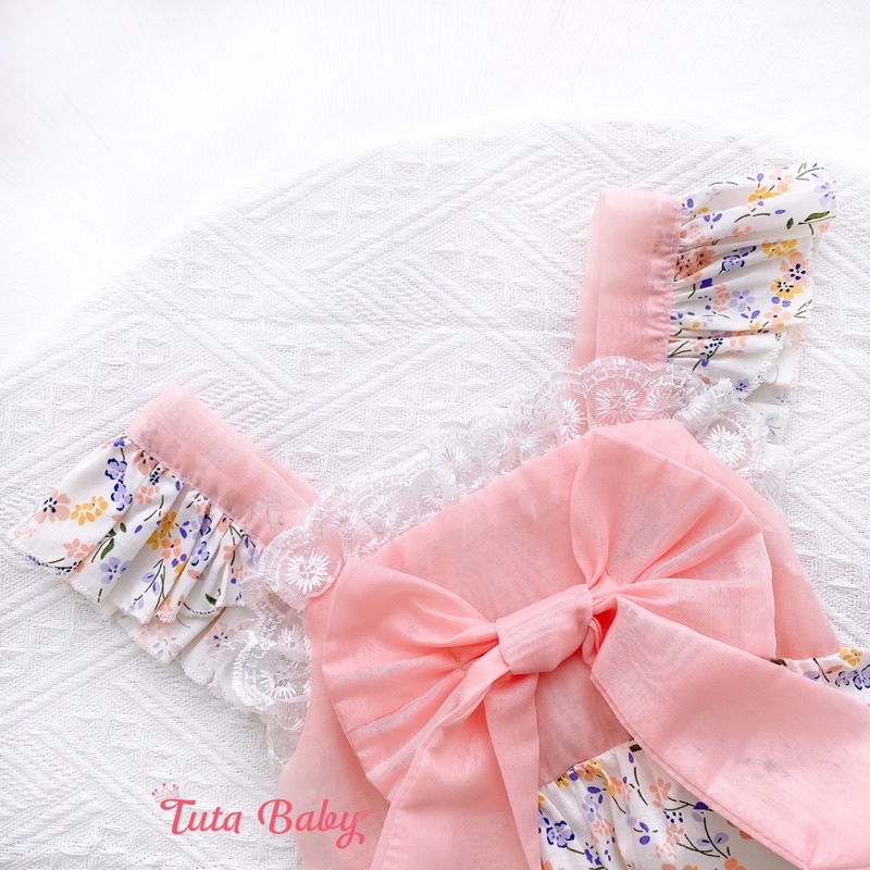 Body Cho Bé Chất Thô Lụa Phối Tơ Nến Hồng FREESHIP  Body Bé Gái Thiết Kế