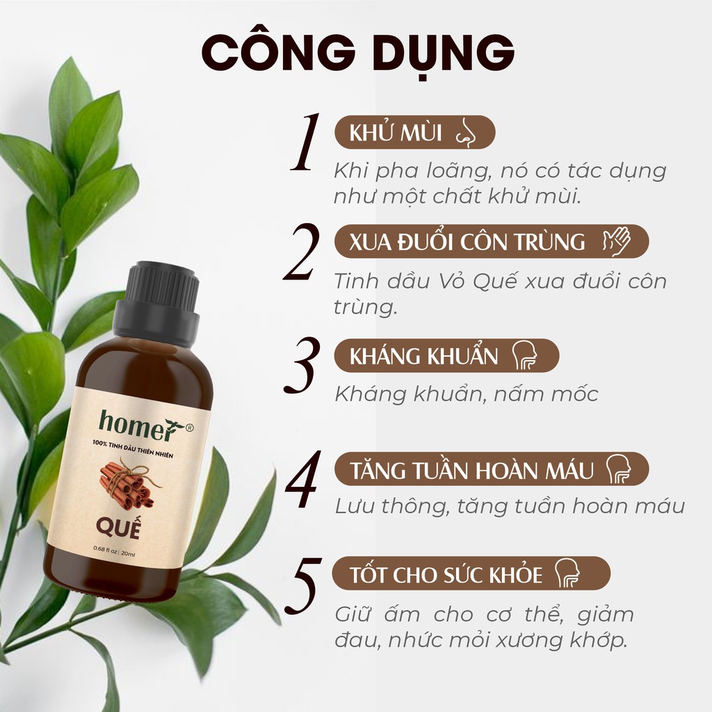 Tinh dầu Quế Việt Nam Homer - Cinnamon Essential Oil - đạt chuẩn chất lượng kiểm định