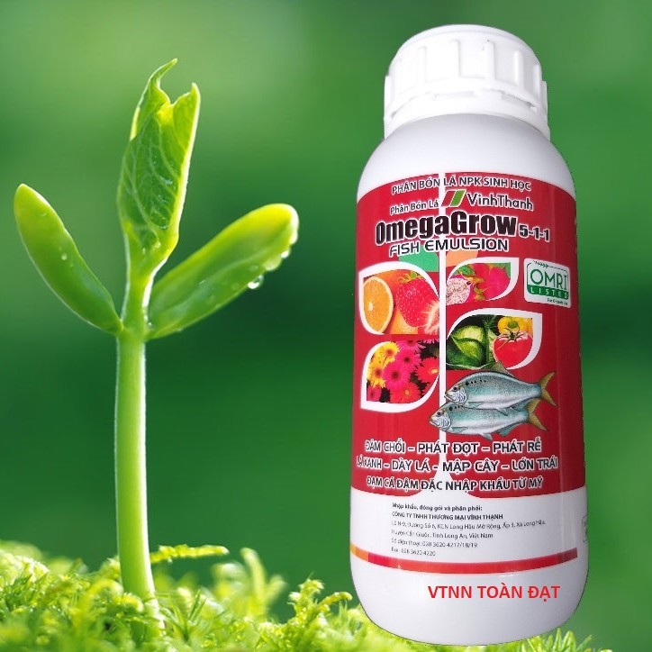 Phân Đạm Cá Sinh Học Nhập Khẩu Từ Mỹ , Omega Grow 5-1-1 chuyên dùng cho hoa hồng,cây kiểng,rau màu...