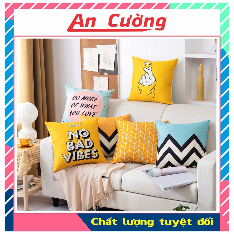 Vỏ gối vuông sofa💖𝑭𝑹𝑬𝑬𝑺𝑯𝑰𝑷💖 Áo gối sofa tựa lưng ghế văn phòng vải gai hiện đại giá rẻ