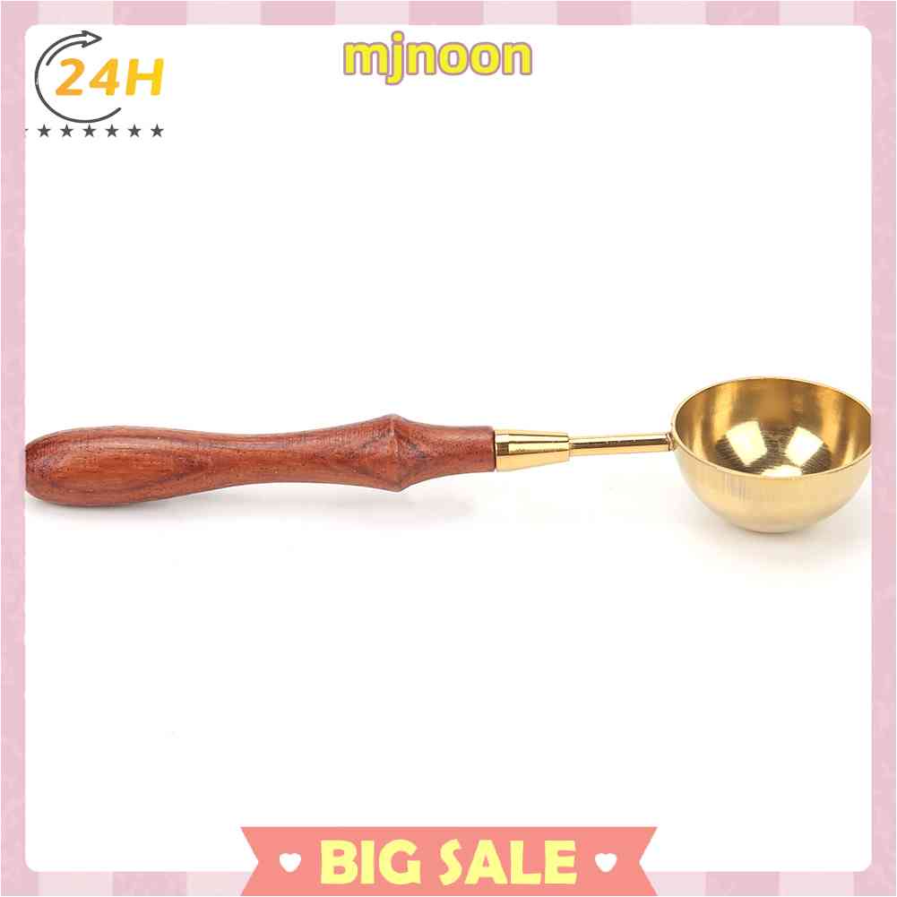 Muỗng Nấu Sáp Niêm Phong Bằng Đồng Thau Cán Gỗ Phong Cách Retro
