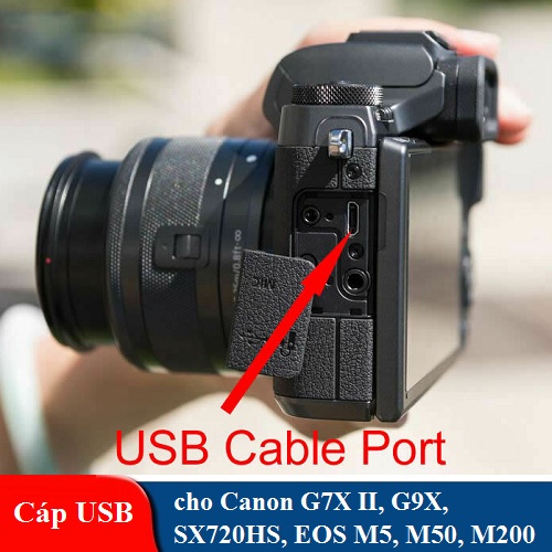 Cáp USB truyền dữ liệu cho máy ảnh Canon EOS M5, M6, M200, PowerShot G5X, G7X Mark II, G9X