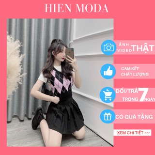 Áo Gile len quả trám , Áo len mỏng cổ V Hàn Quốc