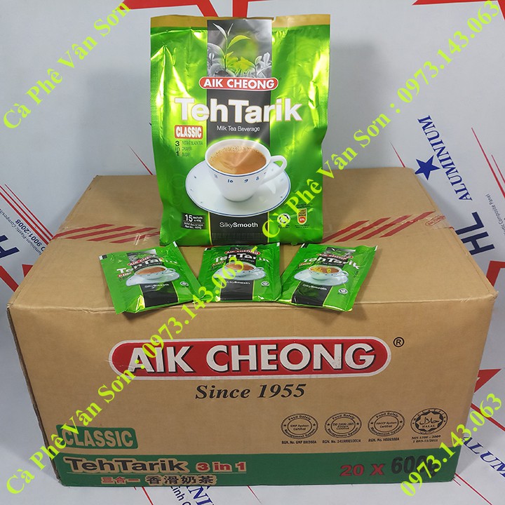 05 bịch trà sữa vị truyền thống Teh Tarik Classic 600g (15 gói * 40g) Aik Cheong