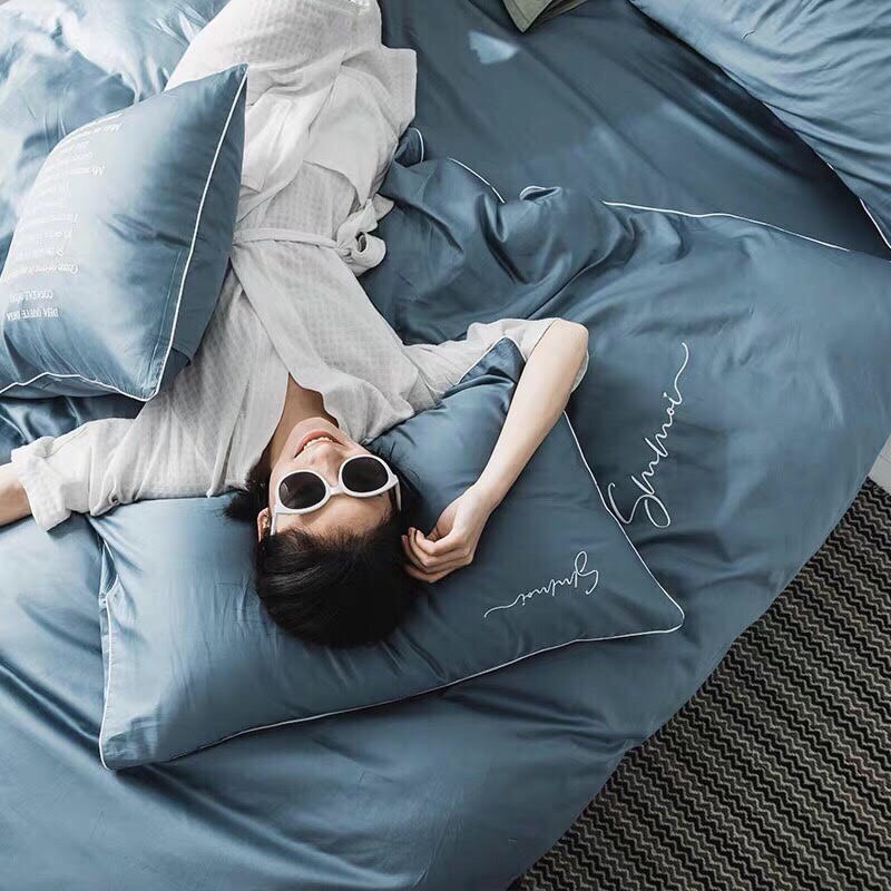 Bộ chăn ga gối lụa Cotton Tencel 40S  VIE Home cao cấp nhập khẩu mềm mát thấm hút tốt, bảo vệ an toàn cho da nhạy cảm