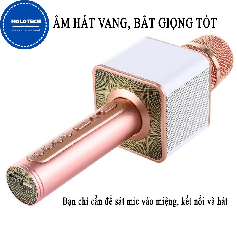 Míc hát karaoke không dây HOLOCOM SD08 kèm loa bluetooth âm thanh to trầm ấm bắt giọng dùng để nghe nhạc không bị rè