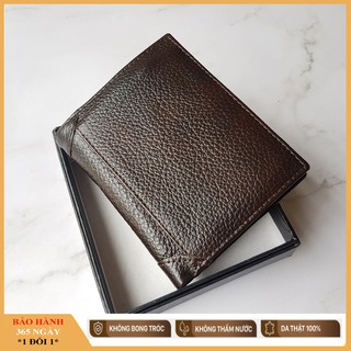 Ví nam da bò Chakovet, VV.585 Bóp nam dáng đứng da thật, Kiểu ví nhiều ngăn đựng tiền thẻ giấy tờ xe màu Nâu Đen