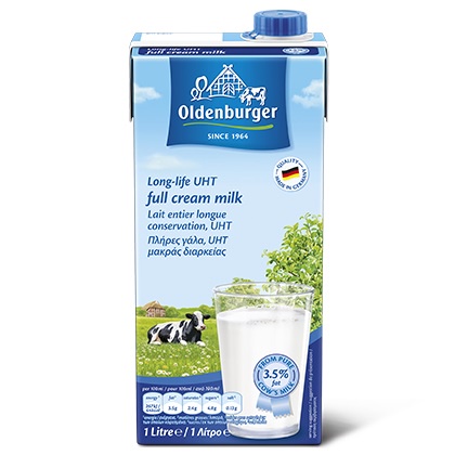 Sữa tươi nguyên kem không đường Oldenburger Đức - thùng 12 hộp 1 lít date T5/2024