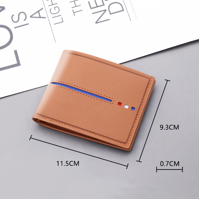 Ví da nam dáng ngắn siêu mỏng phối khóa kéo thời trang