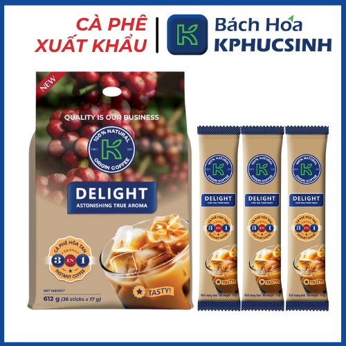 Cà phê sữa hòa tan 3in1 K Delight thơm ngon số 1 việt nam 612g KPHUCSINH - Hàng Chính Hãng