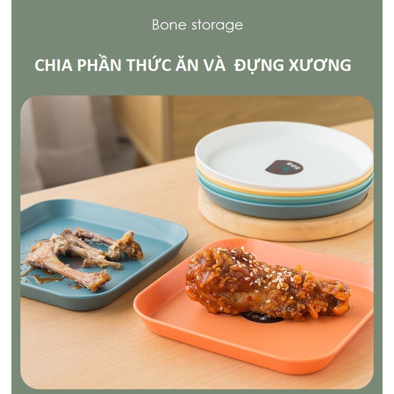 Dĩa Nhựa Mini Tròn – Vuông 15cm Dày Chắc, Có Khay Đựng Rút Nước, Dùng Đựng Xương, Chia Phần Thức Ăn Hoặc Trang Trí