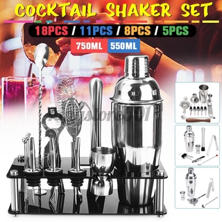 Bộ 18 dụng cụ pha chế đồ uống bằng thép không gỉ 750ml tiện dụng